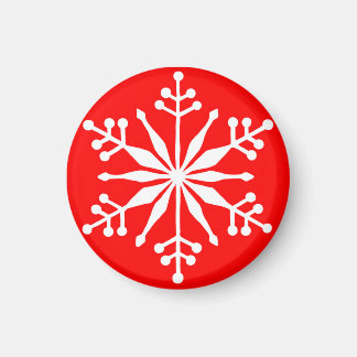 Íman Festivo Floco de neve em um ímã decorativo vermelh