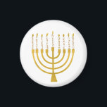Íman Festivo Menorah Hanukkah velas Elegante minimo<br><div class="desc">Velas de folha de ouro falsa para a comemoração de Chanucá. A ilustração menorah Whimsical com estrelas brancas cobria velas celestiais em um falso suporte de velas menorah dourada. Menorah elegante e mesquita Hanukkah ilustrava presentes de design e produtos de papel.</div>