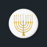 Íman Festivo Menorah Hanukkah velas Elegante minimo<br><div class="desc">Velas de folha de ouro falsa para a comemoração de Chanucá. A ilustração menorah Whimsical com estrelas brancas cobria velas celestiais em um falso suporte de velas menorah dourada. Menorah elegante e mesquita Hanukkah ilustrava presentes de design e produtos de papel.</div>