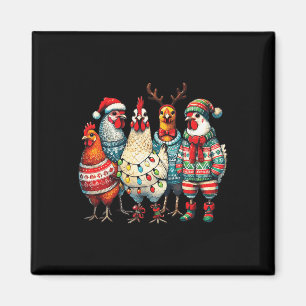 Íman Festivo Natal Galinhas Que Luzes Fazenda Animal