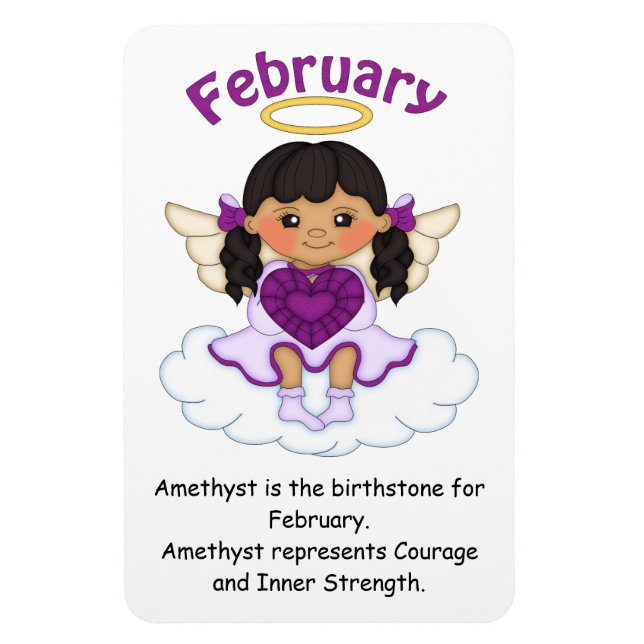 Íman Fevereiro Birthstone Angel Black Premium Magnet (Vertical)