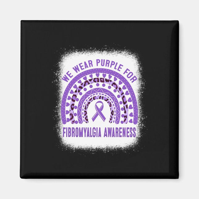 Íman Fibromialgia Consciência Roxo Fita Arco-íris (Frente)