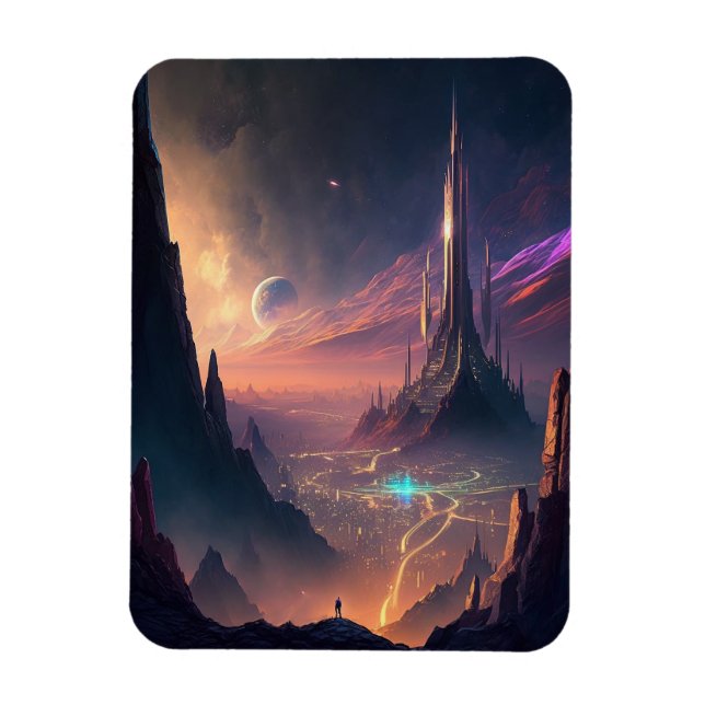 Íman Ficção científica Magnet da cidade futurística (Vertical)