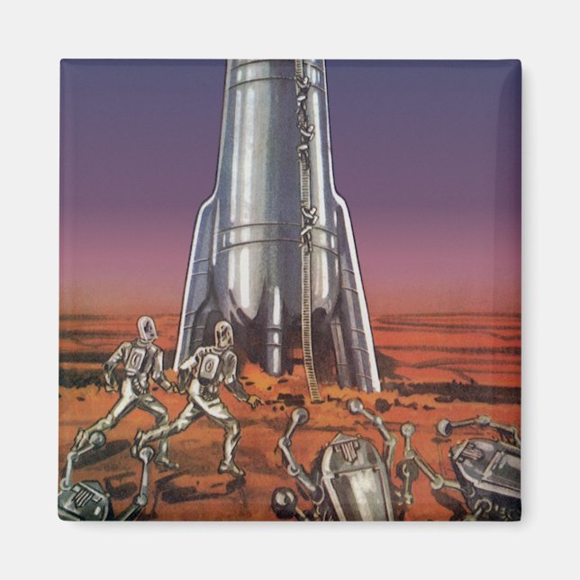 Íman Ficção científica retrô, astronautas, alienígenas  (Frente)