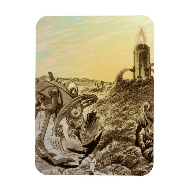 Íman Ficção Científica Vintage Alienígenas Construção d (Vertical)