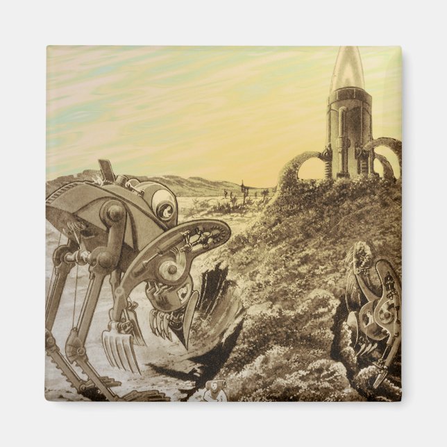 Íman Ficção Científica Vintage Alienígenas Construção d (Frente)