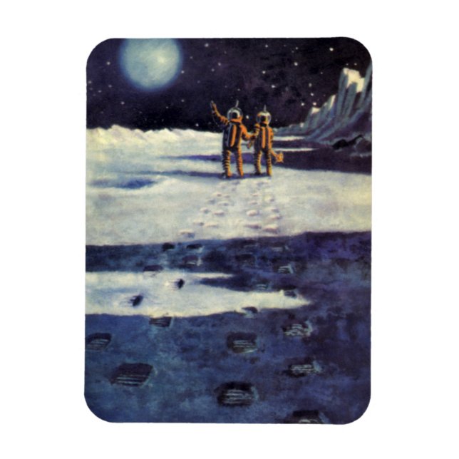Íman Ficção Científica Vintage Astronauta Alienígenas n (Vertical)