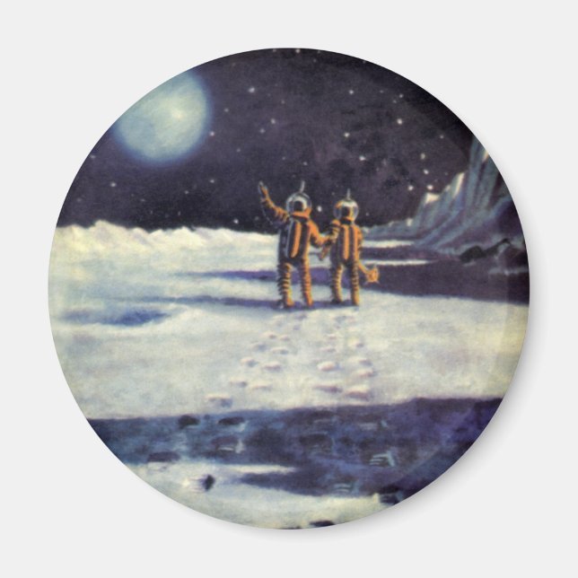 Íman Ficção Científica Vintage Astronauta Alienígenas n (Frente)