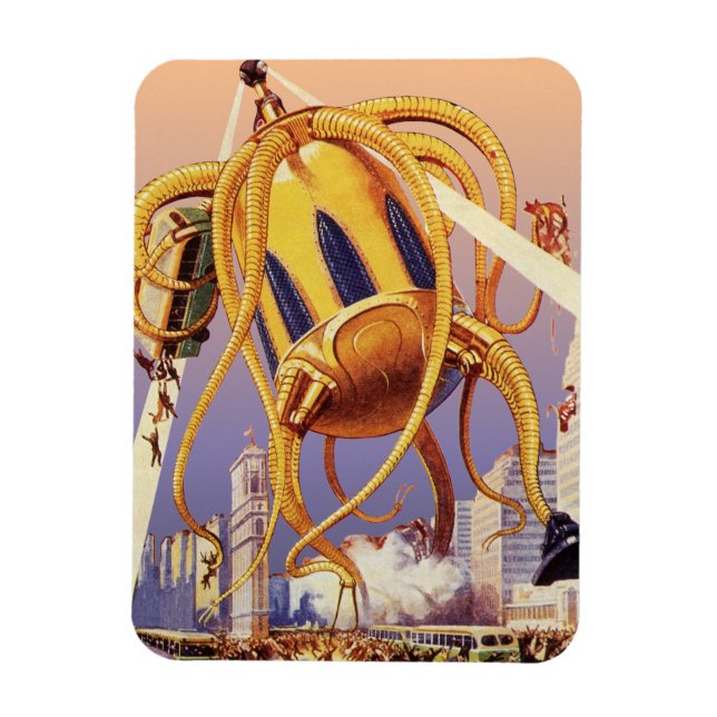 Íman Ficção Científica Vintage Guerra de Invasão Alien  (Vertical)