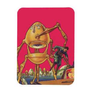 Íman Ficção Científica Vintage Robô Alien Captura Homem