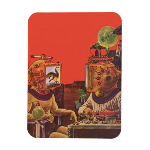 Íman Ficha Científica Vintage, Capacetes De Vapor De Al