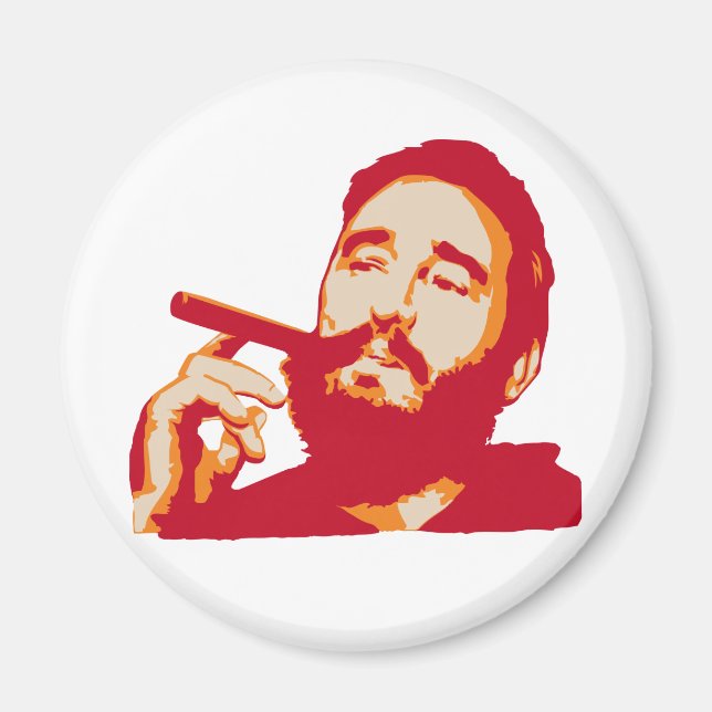 Íman Fidel Castro com Imagem de Retrato de Charuto (Frente)