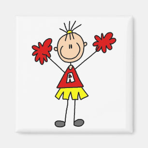 Íman Figura cheerleader da vara - vermelho e ouro