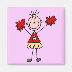 Íman Figura cheerleader da vara - vermelho e ouro