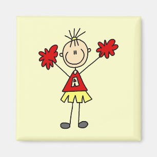 Íman Figura cheerleader da vara - vermelho e ouro