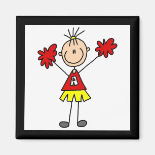 Íman Figura cheerleader da vara - vermelho e ouro