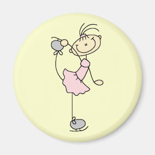 Íman Figura cor-de-rosa patinador da vara da menina de