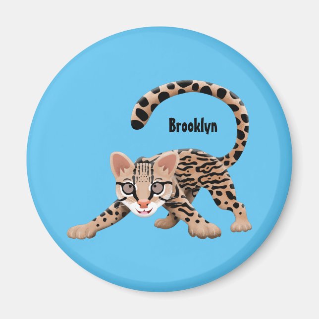 Íman Figura de desenho animado de ocelot bonito (Frente)