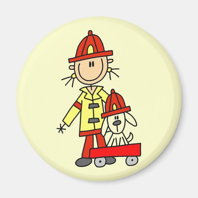 Íman Figura de palito Bombeiro com Dálmata (Frente)