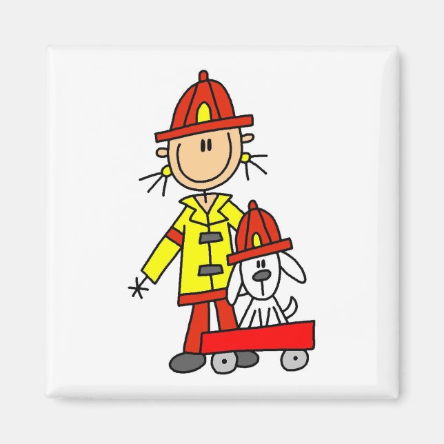 Íman Figura de palito Bombeiro com Dálmata (Frente)