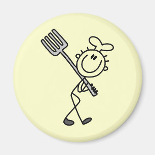 Íman Figura de palito de chef com garfo