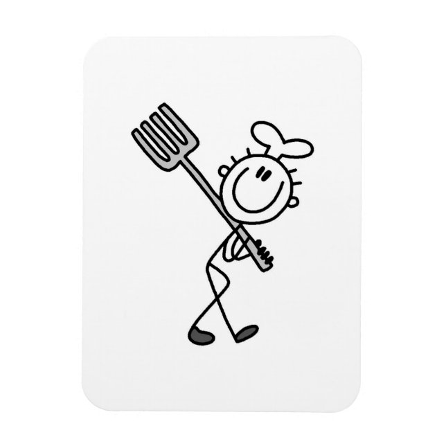 Íman Figura de palito de chef com garfo (Vertical)