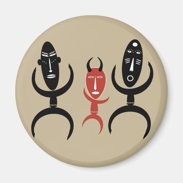 Íman figuras de dança de abstrato africano (Frente)