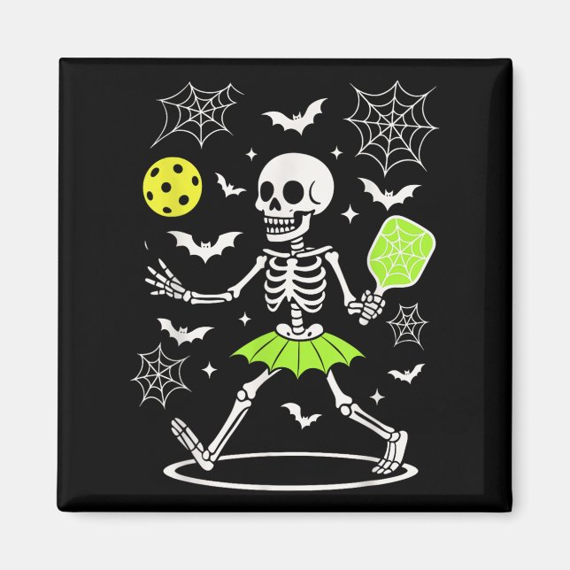Íman Figurino de Halloween de Pickleball, Skelet de Est (Frente)
