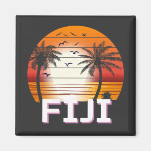 Íman Fiji Vintage Palm Trees Summer Beach