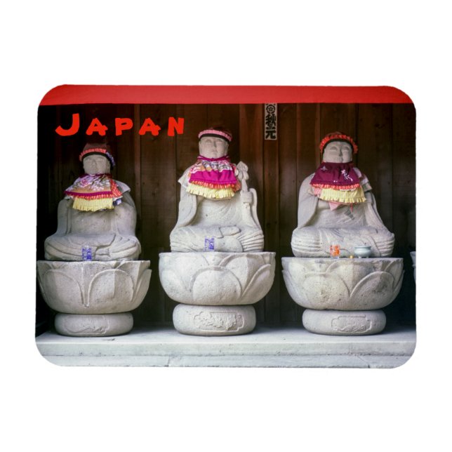Íman Fila de estátuas de monge Jizo com bib e chapéu -  (Horizontal)
