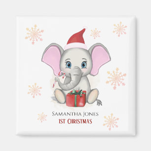 Íman Filhinha Primeiro Natal Feriados de Elefante Bonit