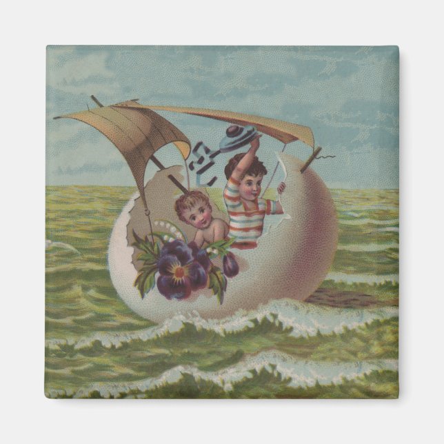 Íman Filhos de Ovos para Navegação com Cartão de Páscoa (Frente)