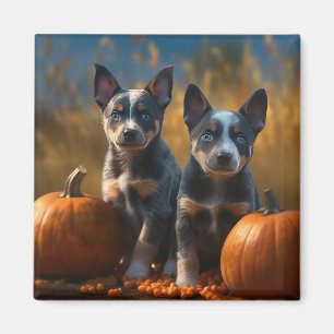 Íman Filhote de Blue Heeler Outono Delícia Abóbora
