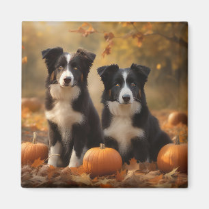 Íman Filhote de Border Collie Outono Delícia Abóbora