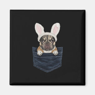 Íman Filhote de Bulldog Francês Fofo com Chapéu de Coel