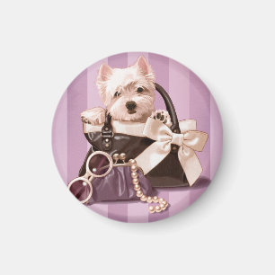 Íman Filhote de cachorro de Westie na bolsa