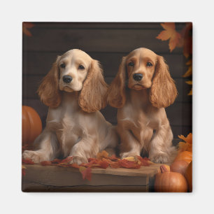 Íman Filhote de Cocker Spaniel Delícia de Outono Abóbor