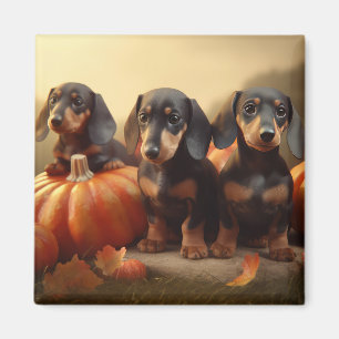 Íman Filhote de Dachshund Delícia de Outono Abóbora