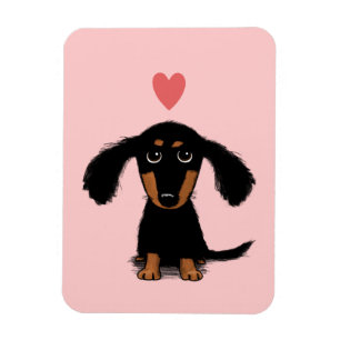 Íman Filhote de Dachshund Fofo de Cabelo Comprido com C