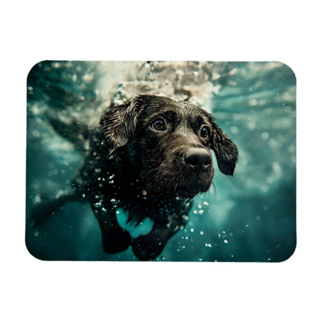 Íman Filhote de Labrador Nadando Embaixo d'Água Design (Horizontal)