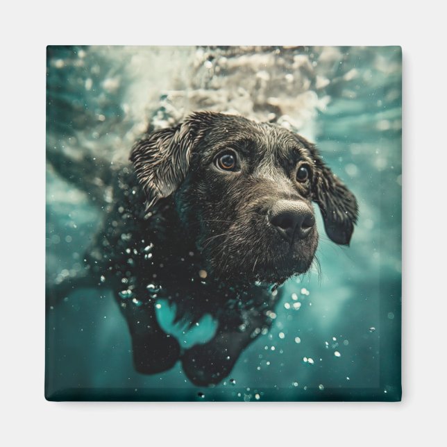 Íman Filhote de Labrador Nadando Embaixo d'Água Design (Frente)