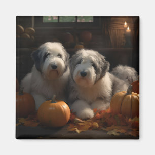 Íman Filhote de Old English Sheepdog Delícia de Outono