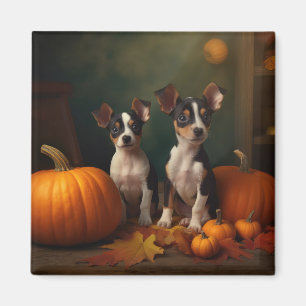 Íman Filhote de Rat Terrier Delícia de Outono Abóbora
