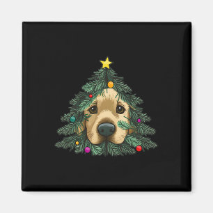 Íman Filhote de retriever dourado na árvore de Natal