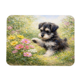 Íman Filhote de Schnauzer Flores da Primavera Flexível
