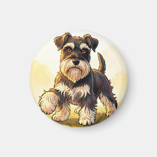 Íman Filhote de Schnauzer Sal e Pimenta Fofo