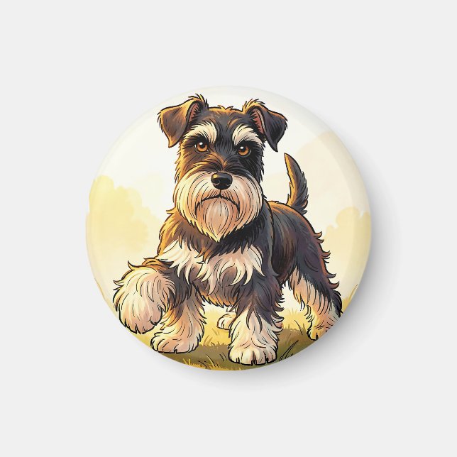 Íman Filhote de Schnauzer Sal e Pimenta Fofo  (Frente)