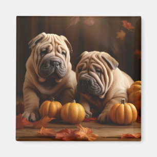 Íman Filhote de Shar Pei Delícia de Outono Abóbora