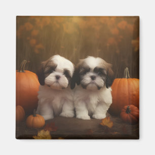 Íman Filhote de Shih Tzu Delícia de Outono Abóbora