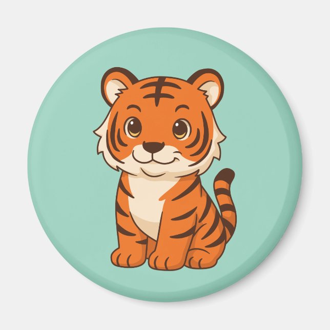 Íman Filhote de tigre fofo no verde (Frente)